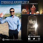 A collage of photos with the pinnacle award