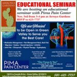 A flyer advertising an educational seminar with the pain center.
